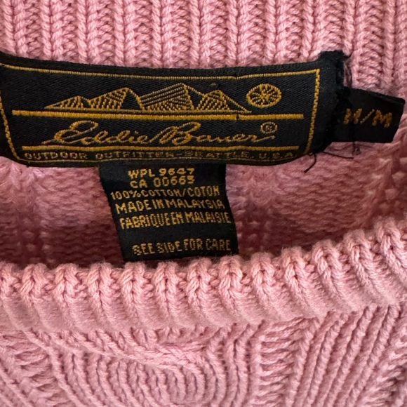 New! Eddie Bauer Dusty Rose Cable Crewneck Sweater, NWOT - Picture 2 of 3